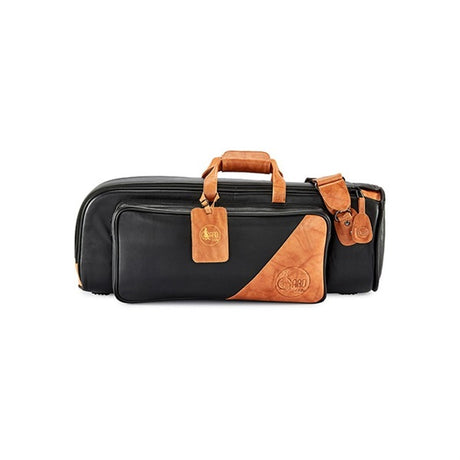 Guard_Bags___Elite_Series_GETSL-BK_(1-ELK)_Trumpet_Single_Case，_Black_Leather_with_Brown_Leather_Trim_01