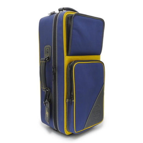 Guard_Bags___Fiberglass_Series_4-EHSNB-K_Trumpet_Double_Case___Navy_Cordura_Nylon_with_Black_Leather_Trim_and_Yellow_Highlights_[In-Store_Display_Item_-_Clearance_Price!!]_01