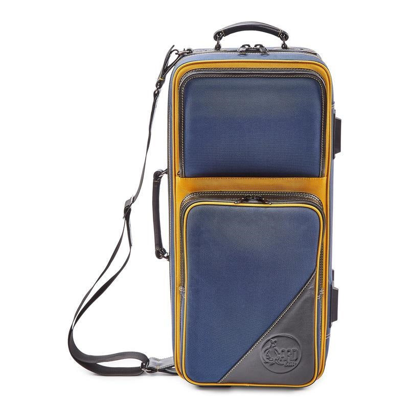 Guard_Bags___Fiberglass_Series_4-EHSNB-K_Trumpet_Double_Case___Navy_Cordura_Nylon_with_Black_Leather_Trim_and_Yellow_Highlights_[In-Store_Display_Item_-_Clearance_Price!!]_02