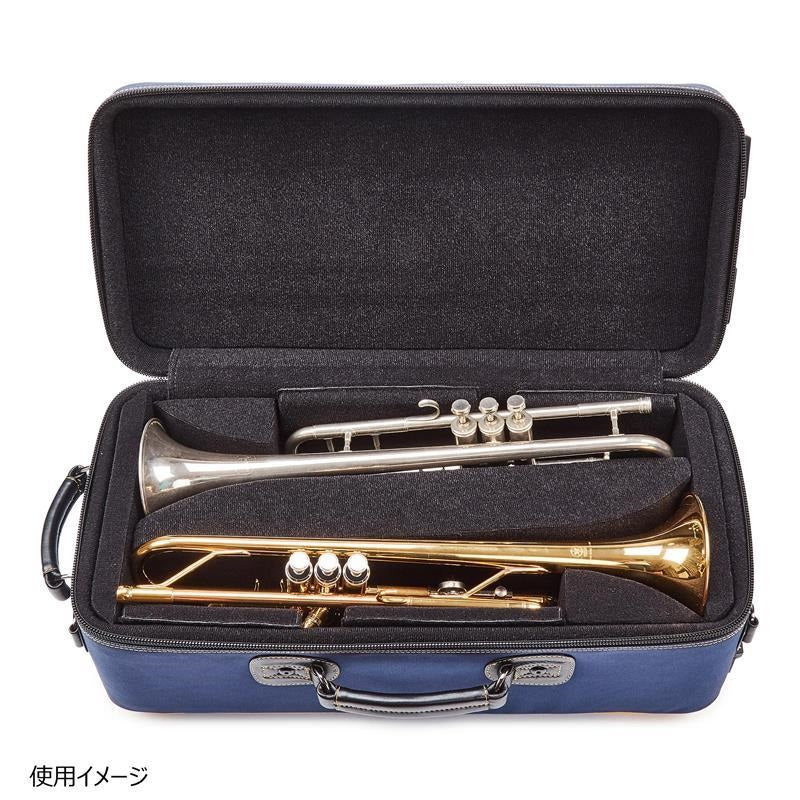 Guard_Bags___Fiberglass_Series_4-EHSNB-K_Trumpet_Double_Case___Navy_Cordura_Nylon_with_Black_Leather_Trim_and_Yellow_Highlights_[In-Store_Display_Item_-_Clearance_Price!!]_05