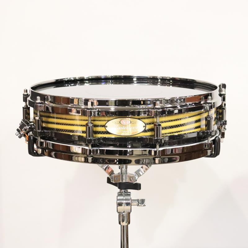[Ikebe_Musical_Instrument_50th_Anniversary_Model]_Masterworks_Snare_Drum_14x3_5_Free_Floating_-_Gold_Swirl_on_Black_Carbon_01