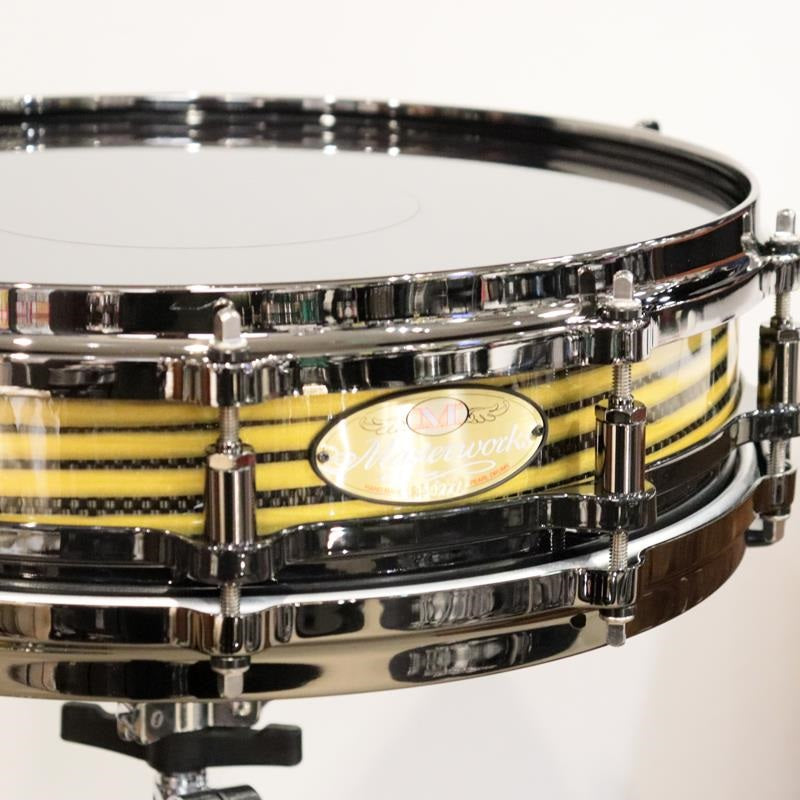 [Ikebe_Musical_Instrument_50th_Anniversary_Model]_Masterworks_Snare_Drum_14x3_5_Free_Floating_-_Gold_Swirl_on_Black_Carbon_02