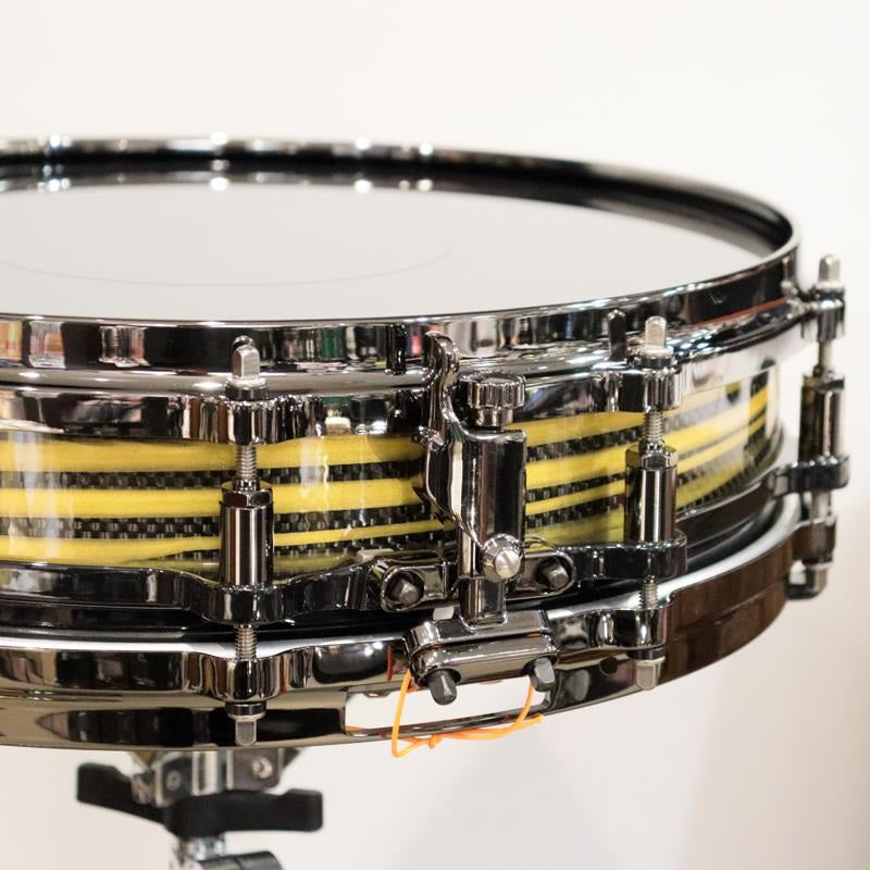 [Ikebe_Musical_Instrument_50th_Anniversary_Model]_Masterworks_Snare_Drum_14x3_5_Free_Floating_-_Gold_Swirl_on_Black_Carbon_03