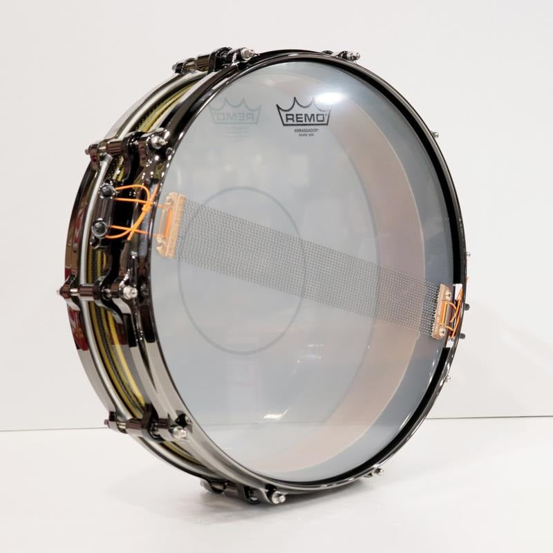 [Ikebe_Musical_Instrument_50th_Anniversary_Model]_Masterworks_Snare_Drum_14x3_5_Free_Floating_-_Gold_Swirl_on_Black_Carbon_06