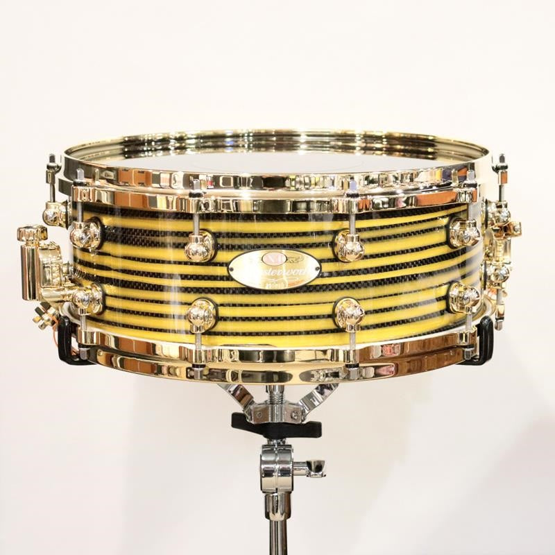 [Ikebe_Musical_Instrument_50th_Anniversary_Model]_Masterworks_Snare_Drum_14x5_5_-_Gold_Swirl_on_Black_Carbon_01