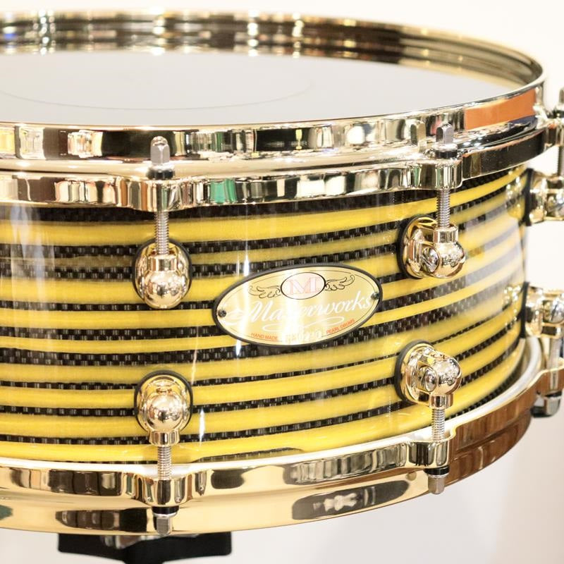 [Ikebe_Musical_Instrument_50th_Anniversary_Model]_Masterworks_Snare_Drum_14x5_5_-_Gold_Swirl_on_Black_Carbon_02