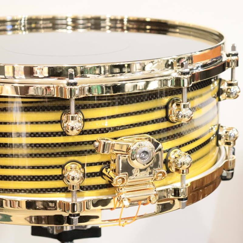 [Ikebe_Musical_Instrument_50th_Anniversary_Model]_Masterworks_Snare_Drum_14x5_5_-_Gold_Swirl_on_Black_Carbon_03