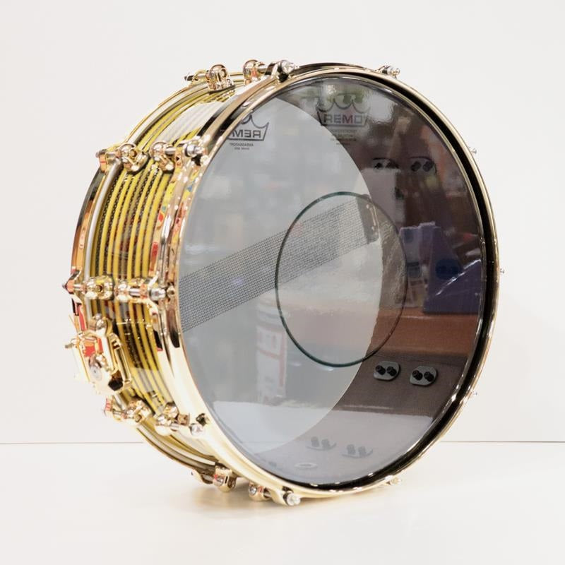 [Ikebe_Musical_Instrument_50th_Anniversary_Model]_Masterworks_Snare_Drum_14x5_5_-_Gold_Swirl_on_Black_Carbon_06