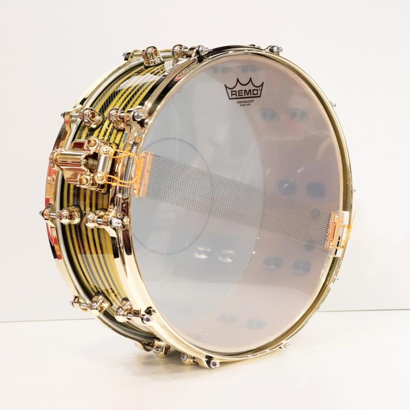 [Ikebe_Musical_Instrument_50th_Anniversary_Model]_Masterworks_Snare_Drum_14x5_5_-_Gold_Swirl_on_Black_Carbon_07