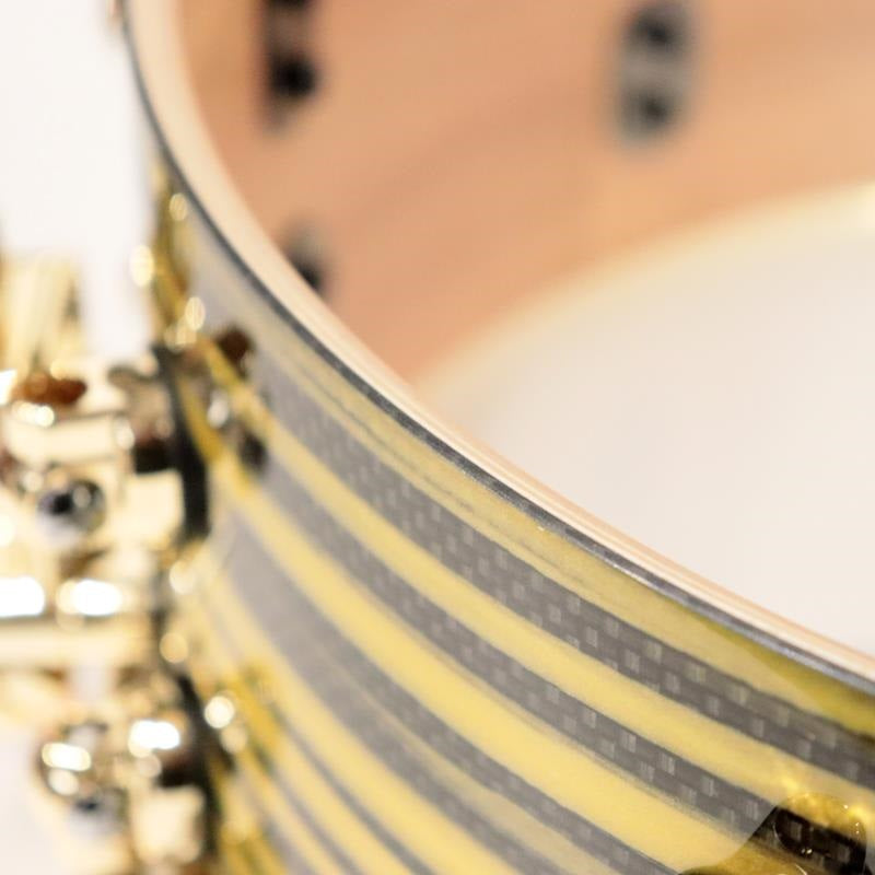[Ikebe_Musical_Instrument_50th_Anniversary_Model]_Masterworks_Snare_Drum_14x5_5_-_Gold_Swirl_on_Black_Carbon_09