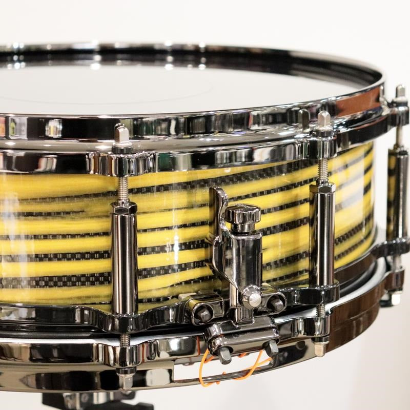 [Ikebe_Musical_Instrument_50th_Anniversary_Model]_Masterworks_Snare_Drum_14x5_Free_Floating_-_Gold_Swirl_on_Black_Carbon_03