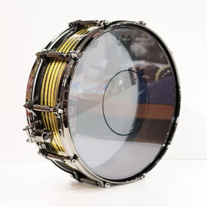 [Ikebe_Musical_Instrument_50th_Anniversary_Model]_Masterworks_Snare_Drum_14x5_Free_Floating_-_Gold_Swirl_on_Black_Carbon_05