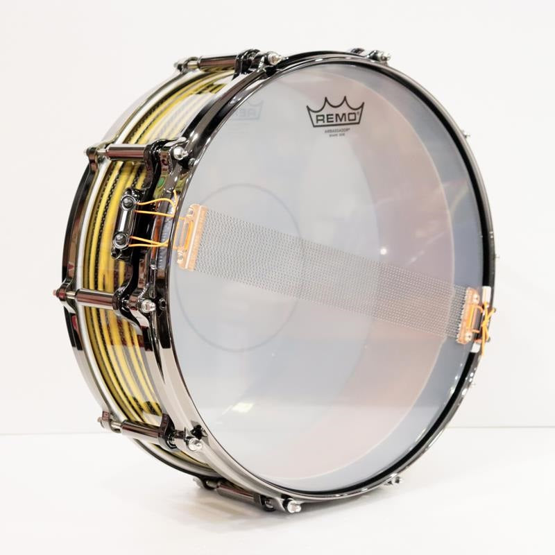[Ikebe_Musical_Instrument_50th_Anniversary_Model]_Masterworks_Snare_Drum_14x5_Free_Floating_-_Gold_Swirl_on_Black_Carbon_06