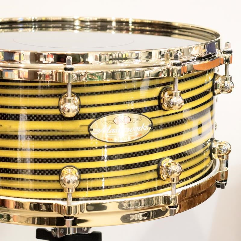 [Ikebe_Musical_Instrument_50th_Anniversary_Model]_Masterworks_Snare_Drum_14x6_5_-_Gold_Swirl_on_Black_Carbon_02