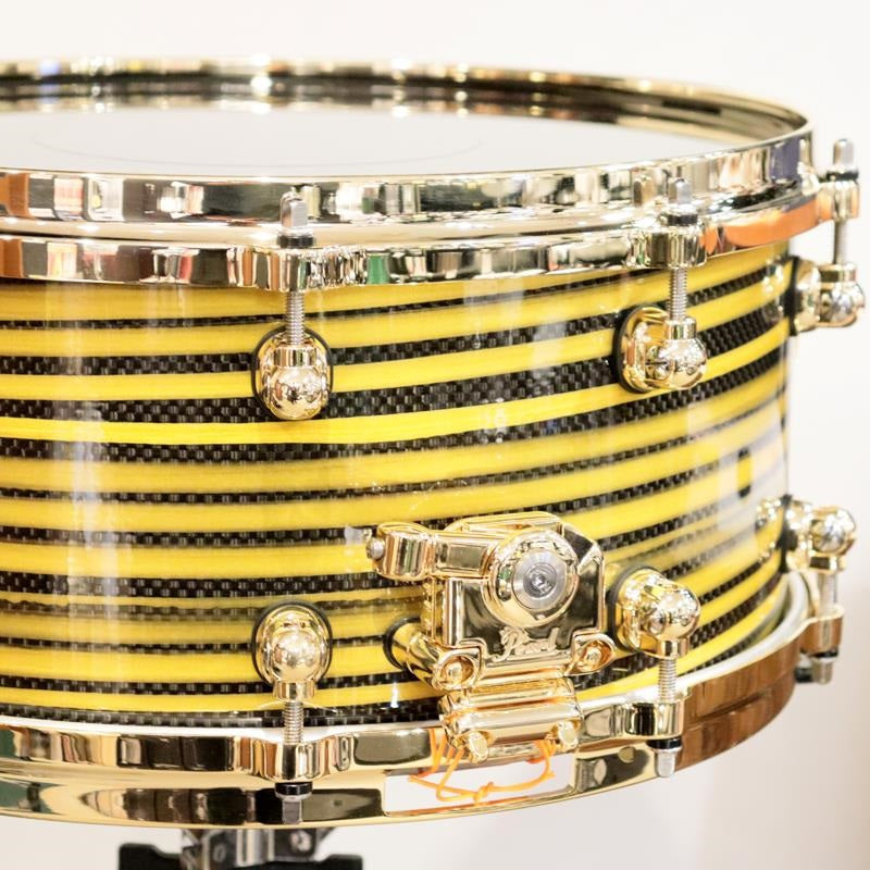 [Ikebe_Musical_Instrument_50th_Anniversary_Model]_Masterworks_Snare_Drum_14x6_5_-_Gold_Swirl_on_Black_Carbon_03