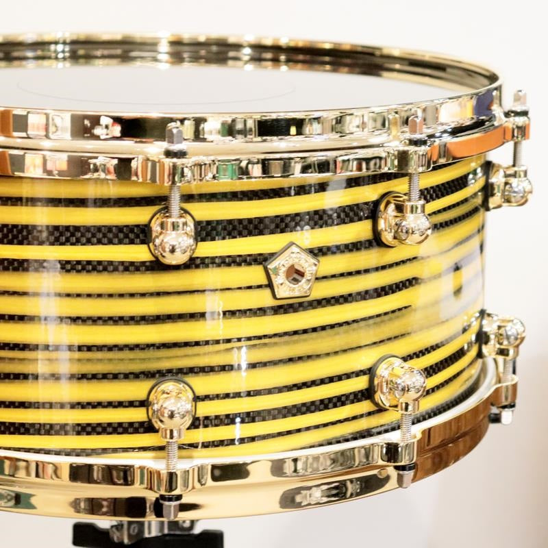 [Ikebe_Musical_Instrument_50th_Anniversary_Model]_Masterworks_Snare_Drum_14x6_5_-_Gold_Swirl_on_Black_Carbon_04