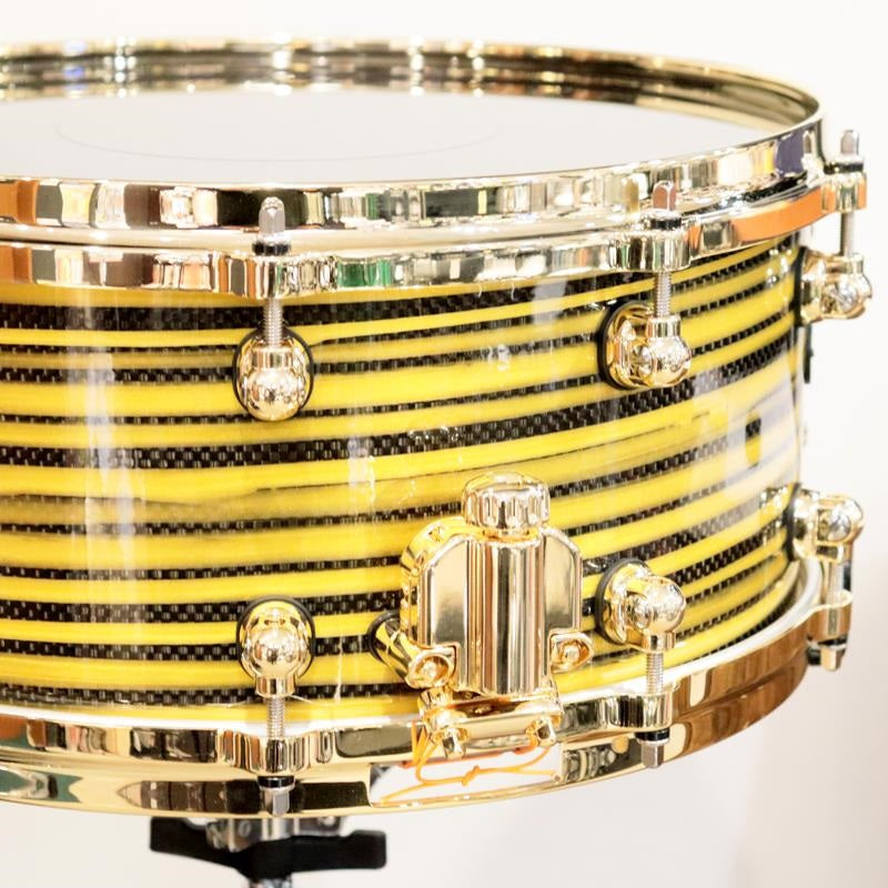 [Ikebe_Musical_Instrument_50th_Anniversary_Model]_Masterworks_Snare_Drum_14x6_5_-_Gold_Swirl_on_Black_Carbon_05