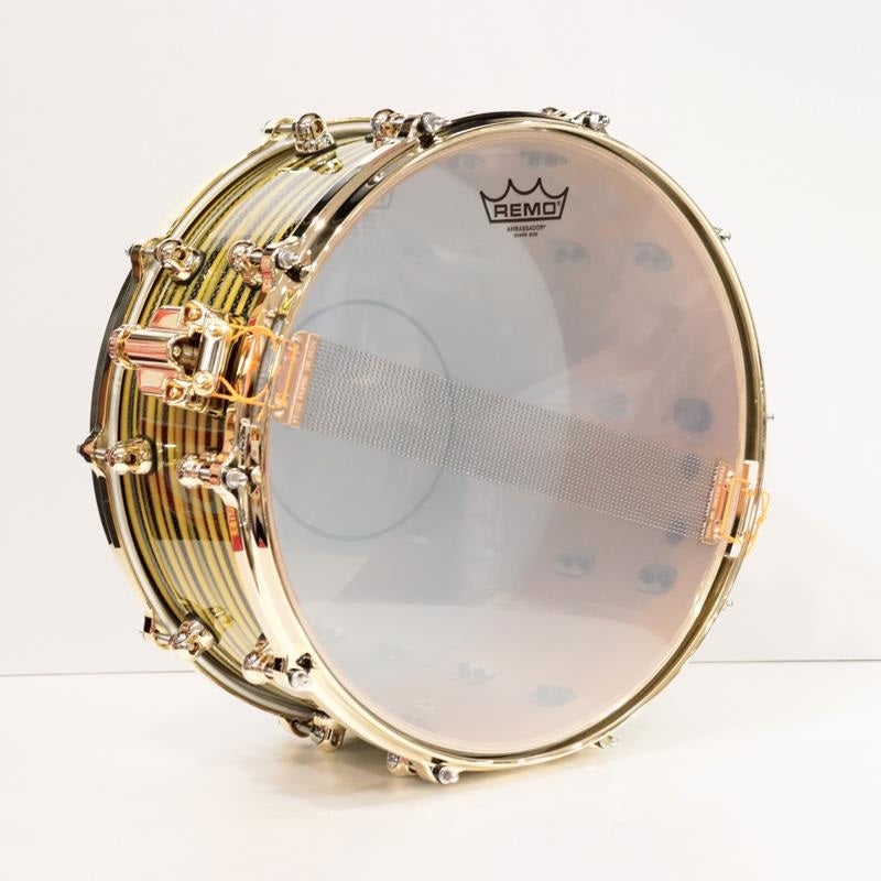 [Ikebe_Musical_Instrument_50th_Anniversary_Model]_Masterworks_Snare_Drum_14x6_5_-_Gold_Swirl_on_Black_Carbon_07