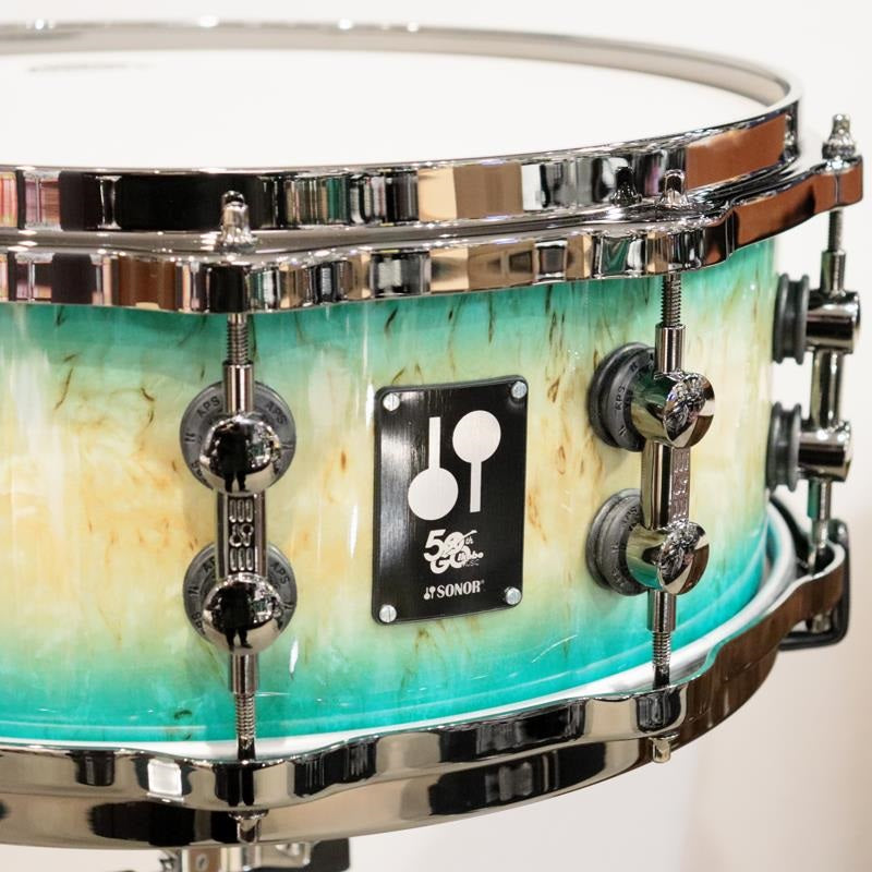 [Ikebe_Musical_Instrument_50th_Anniversary_Model]_SQ2_System_Snare_Drum_-_Maple_Vintage_14x6_-_Blue_Burst_on_Scandinavian_Birch_02
