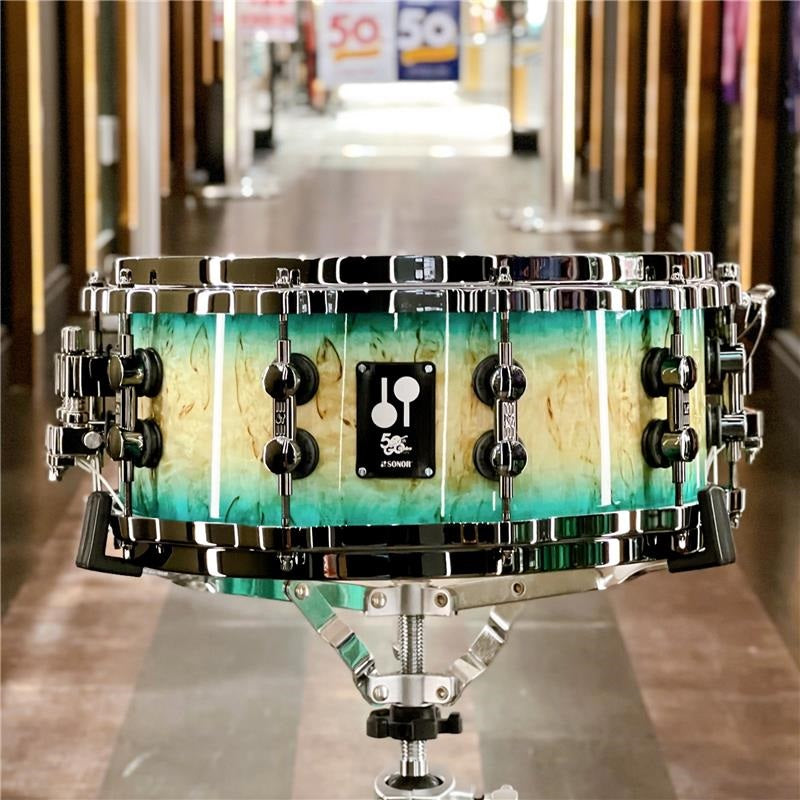[Ikebe_Musical_Instrument_50th_Anniversary_Model]_SQ2_System_Snare_Drum_-_Maple_Vintage_14x6_-_Blue_Burst_on_Scandinavian_Birch_[No__22772]_01
