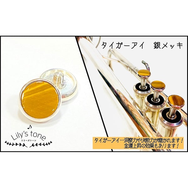 Lillie's_Tone___Yamaha_Trumpet_Piston_Buttons，_Tiger_Eye，_Silver_Plated，_3_Pieces_(1_Set)_01