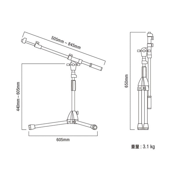 MS436LBK_(Iron_Works_Tour_Series)_(Short_Boom)_(Low_Position)_(Tama_Microphone_Stand)_02
