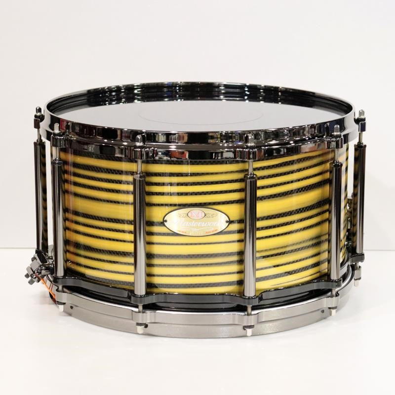 Masterworks_Snare_Drum_14x8_Free_Floating_-_Gold_Swirl_on_Black_Carbon_[Ikebe_Musical_Instruments_50th_Anniversary_Model]_01