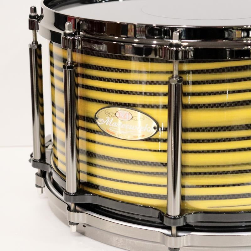 Masterworks_Snare_Drum_14x8_Free_Floating_-_Gold_Swirl_on_Black_Carbon_[Ikebe_Musical_Instruments_50th_Anniversary_Model]_02