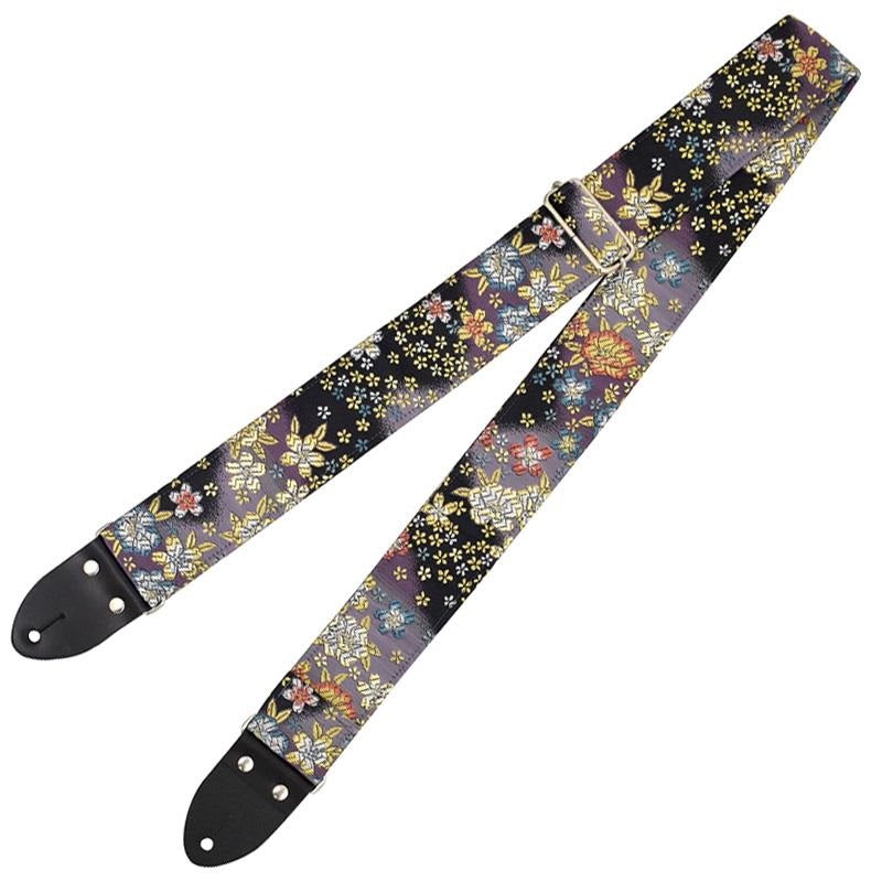 Nishijin-ori_Guitar_Strap，_Gradient_Cherry_Blossom_Pattern，_Dark_Navy，_No__3_(BK)_01