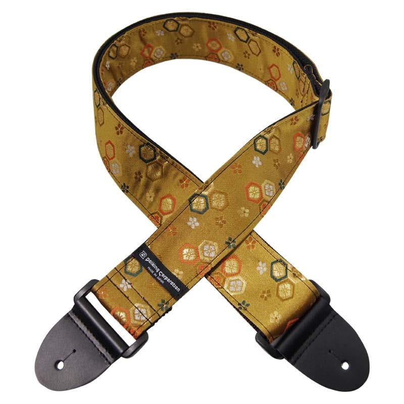 Nishijin-woven_guitar_strap_DGS-NHK60，_flower_diamond，_tortoiseshell_gold_01