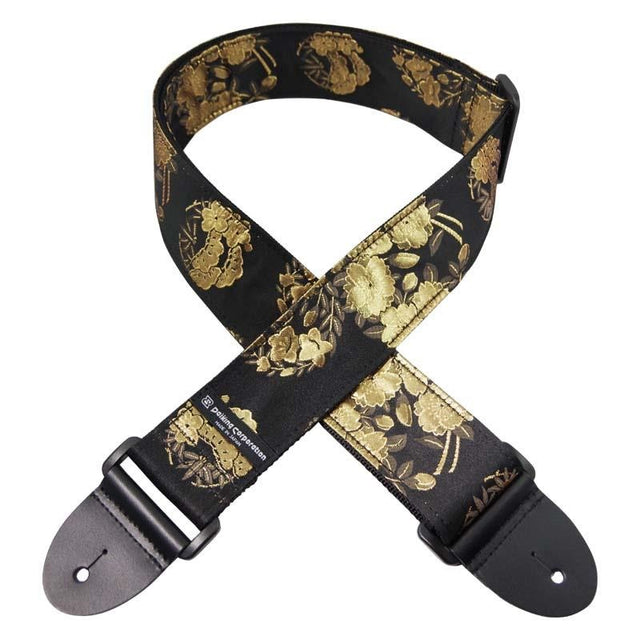 Nishijin-woven_guitar_strap_DGS-NKH60_Gold_Flower_Circle_01
