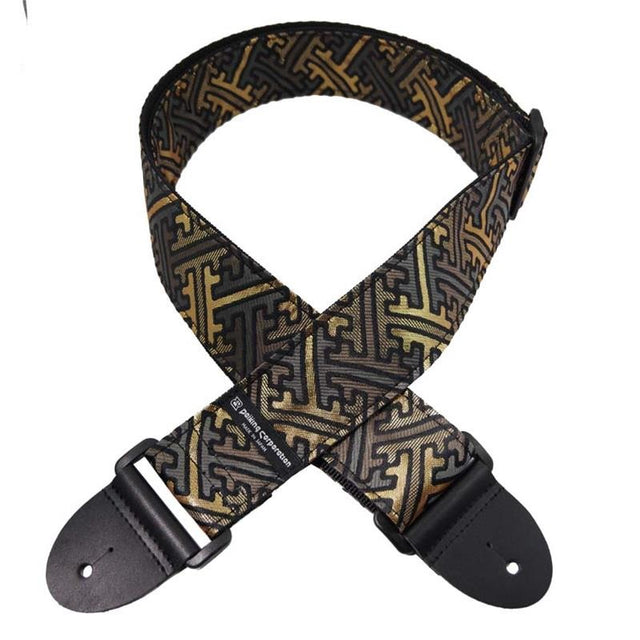 Nishijin-woven_guitar_strap_DGS-NKS60，_Saaya_pattern，_gold_gray_01