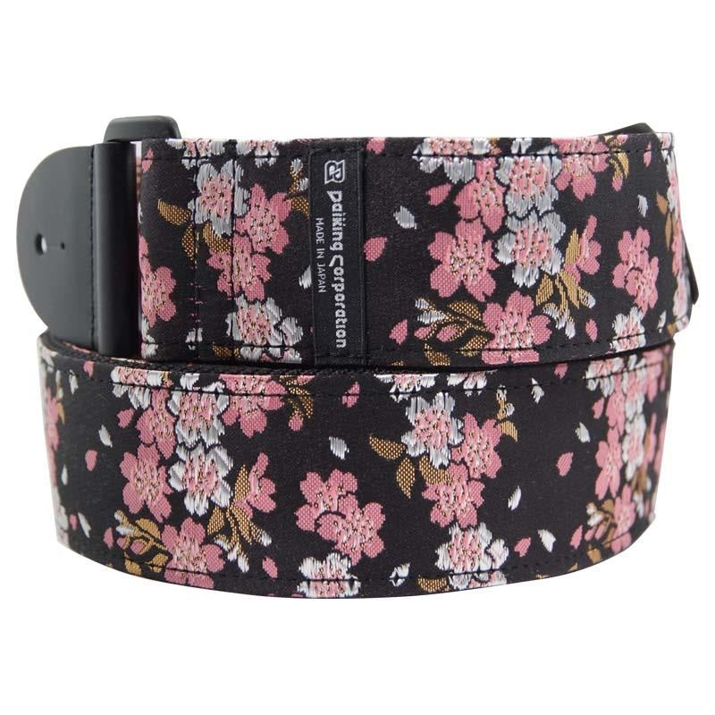 Nishijin-woven_guitar_strap_DGS-NWS60_in_cherry_blossom_black_and_pink_02
