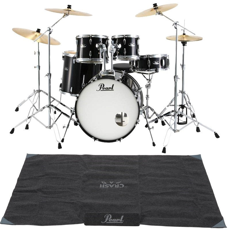 RS525SCWN_C-2CS_#31_+_PPB-KCP5_[ROADSHOW_Full_Drum_Set_with_Cymbals_(2_Crash_Cymbals)_-_Jet_Black]_[Includes_Genuine_Drum_Mat]_01