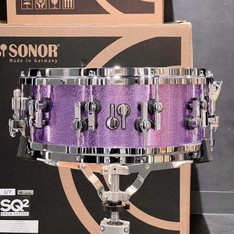 SQ2_System_Snare_Drum_-_Maple_Vintage_14x6_-_Amethyst_Sparkle_[Custom_Order]_01