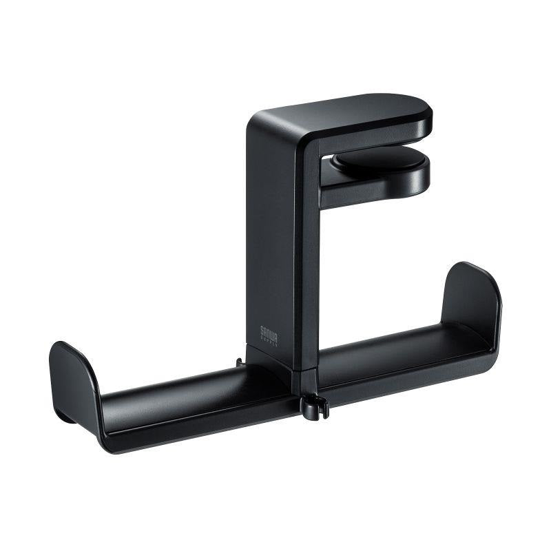 Sanwa_Supply_PDA-STN19BK_(Black)_Headphone_Hook_Headphone_Hanger_(Rotating)_(Holds_2_Headphones)_01