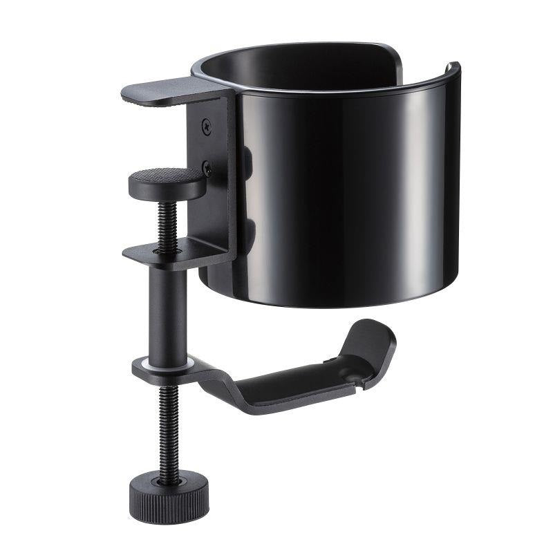 Sanwa_Supply_PDA-STN76BK_(Black)_Headphone_Hook_Headphone_Hanger_with_Drink_Holder_05