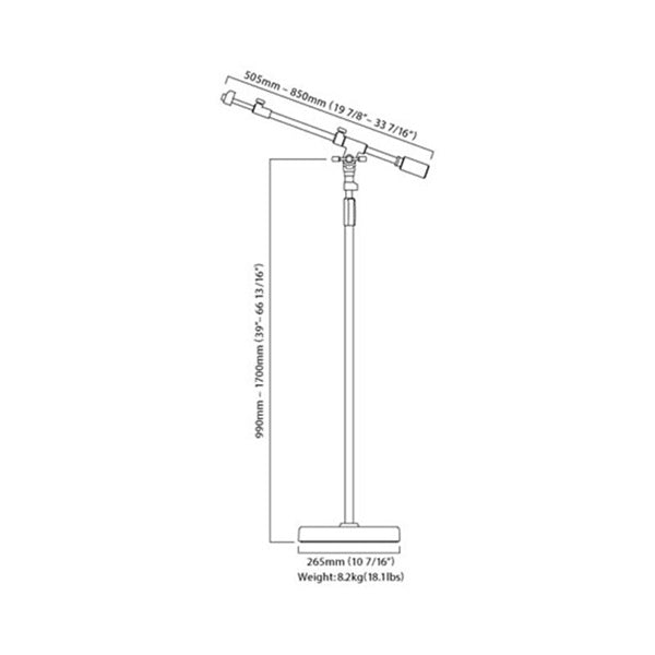 Tama_MS736RBK_(Iron_Works_Studio_Series)_Microphone_Stand_with_Long_Boom_and_Round_Base_02