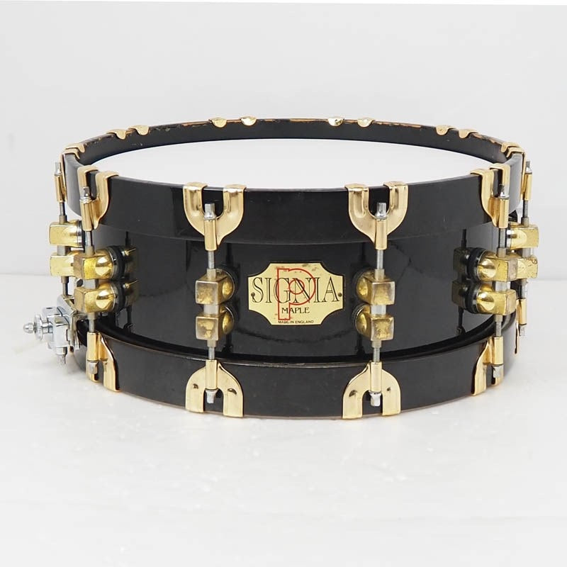 USED_PREMiER_75TH_ANNIVERSARY_SIGNIA_Snare_Drum_14×5_5_[Ebonye_Lacquer_18K_Gold_Hardware]_01