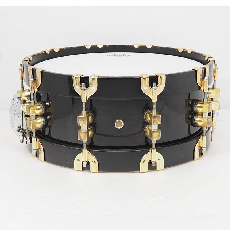 USED_PREMiER_75TH_ANNIVERSARY_SIGNIA_Snare_Drum_14×5_5_[Ebonye_Lacquer_18K_Gold_Hardware]_02