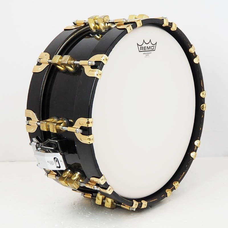 USED_PREMiER_75TH_ANNIVERSARY_SIGNIA_Snare_Drum_14×5_5_[Ebonye_Lacquer_18K_Gold_Hardware]_04