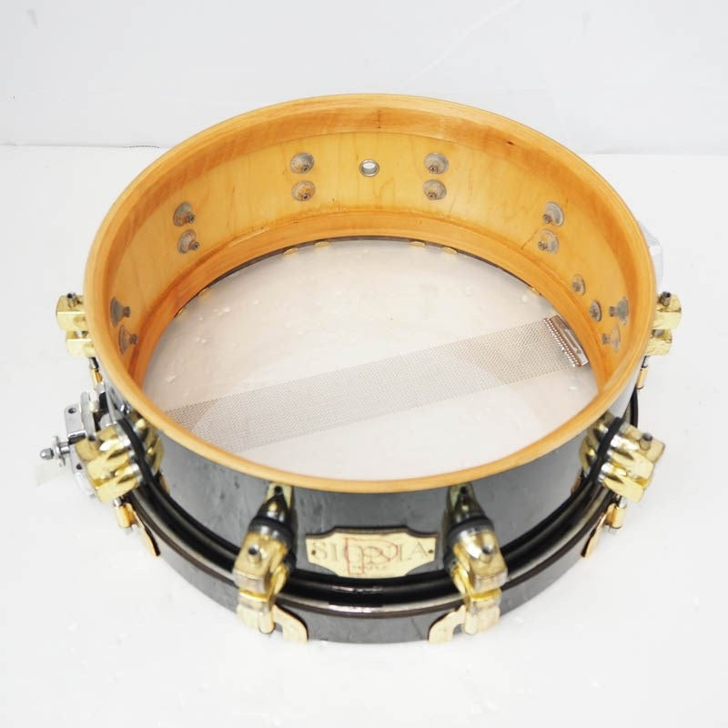 USED_PREMiER_75TH_ANNIVERSARY_SIGNIA_Snare_Drum_14×5_5_[Ebonye_Lacquer_18K_Gold_Hardware]_10