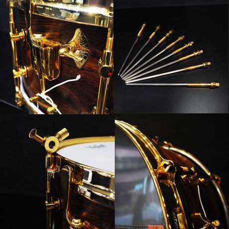 USED_Used_Lang_Percussion_Billy_Gladstone_Cocobolo_Solid_Shell_Snare_Drum_14x7__Gold_Hardware_3-Way_Tuning_07