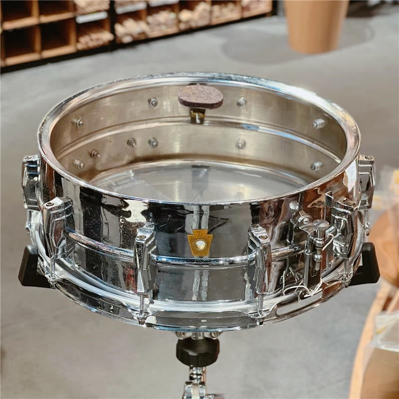 Used_1958-59_Super_Ludwig_Chrome_Over_Brass_Snare_Drum_[14x5___WFL_Badge___Brass_Hoops]_06