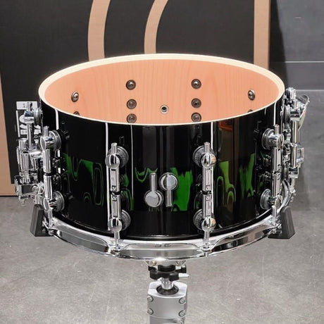 Used_SQ2_System_Snare_Drum_-_Beech_Heavy_14x7_-_Green_Tribal_Stripe_[Custom_Order]_04