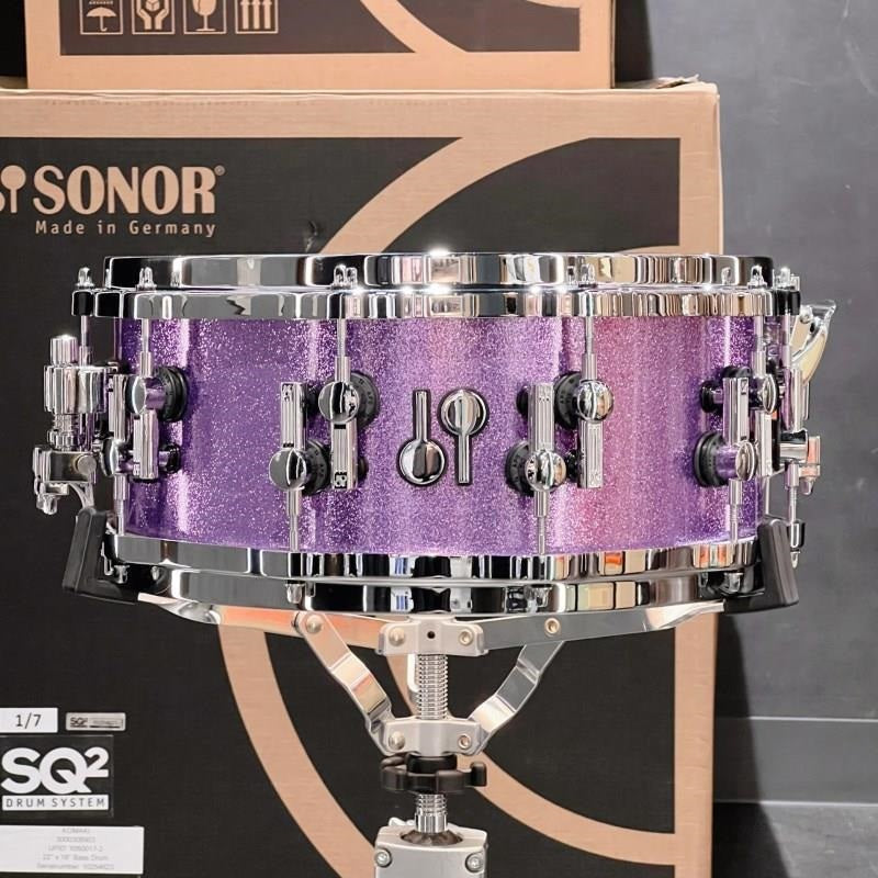 Used_SQ2_System_Snare_Drum_-_Maple_Vintage_14x6_-_Amethyst_Sparkle_[Custom_Order]_01